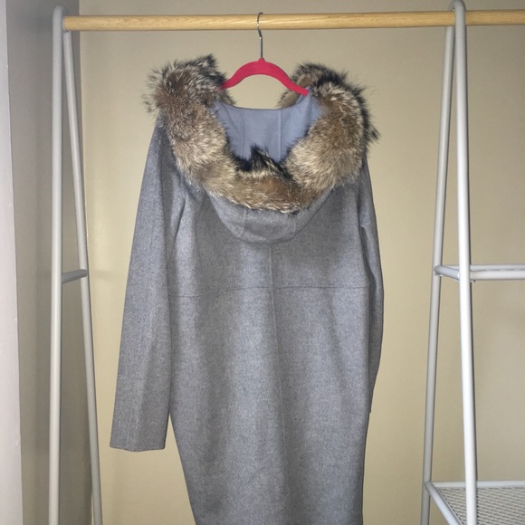 CACHAREL PARIS Fur-Trimmed & Wool Hooded Parka NWT - Picture 4 of 8